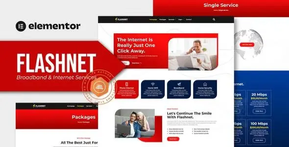Flashnet – Broadband & Telecom Internet Provider Elementor Template kit